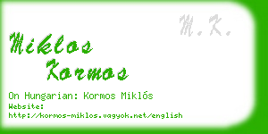 miklos kormos business card