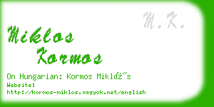 miklos kormos business card